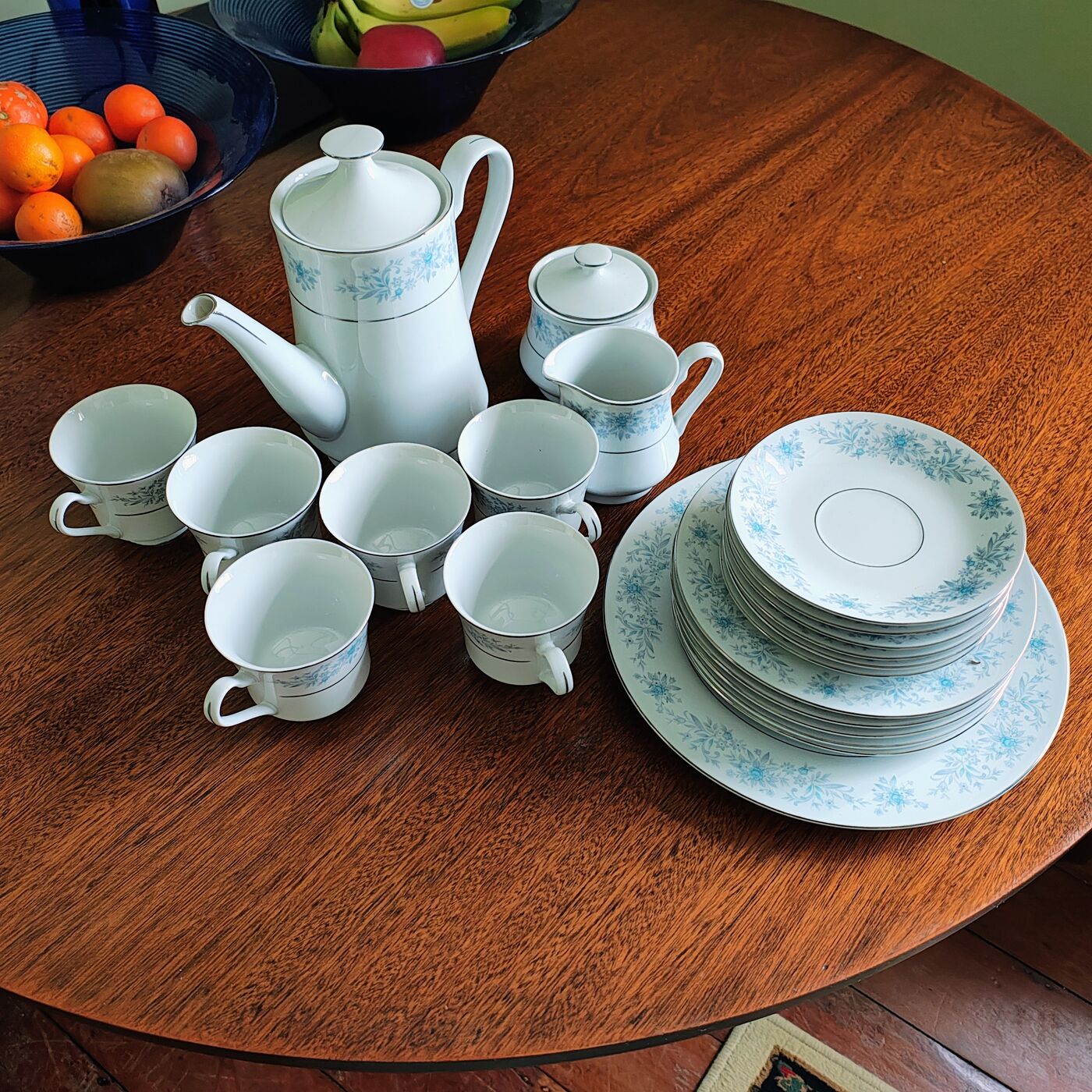 Click to enlarge Blue Flower Fine China Tea & Dinner Set