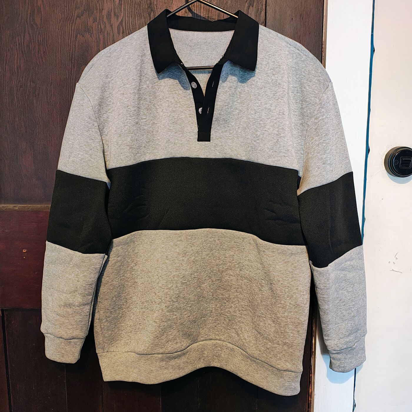 Black & Grey Panelled Sweatshirt — Medium