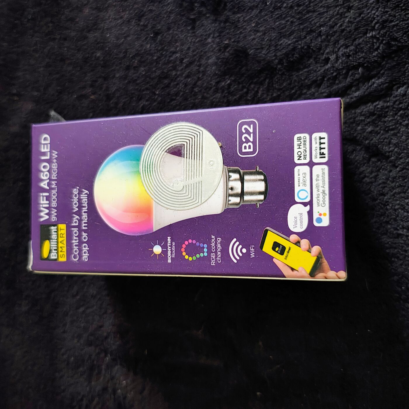 Brilliant Smart WiFi RGB LED Bulb — B22 Bayonet, 9W 800lm